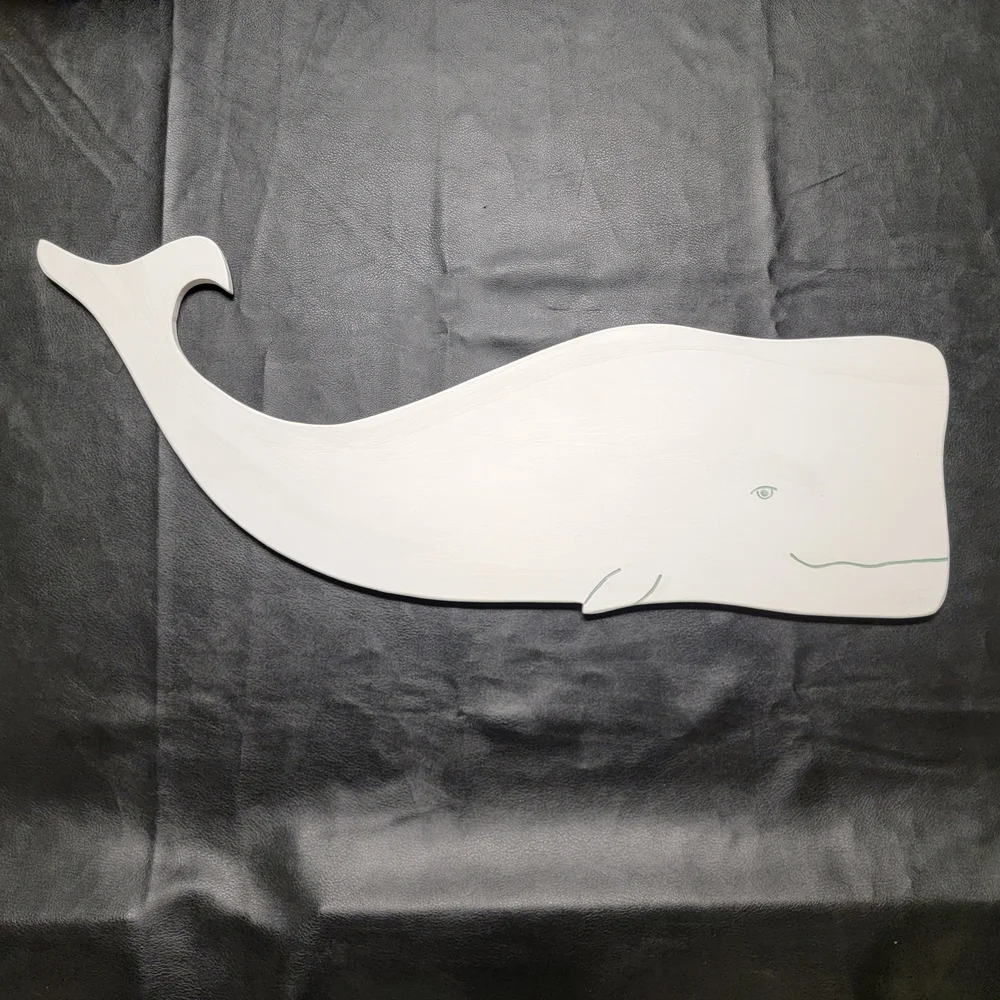 Hand Painted Wood Whale Decor